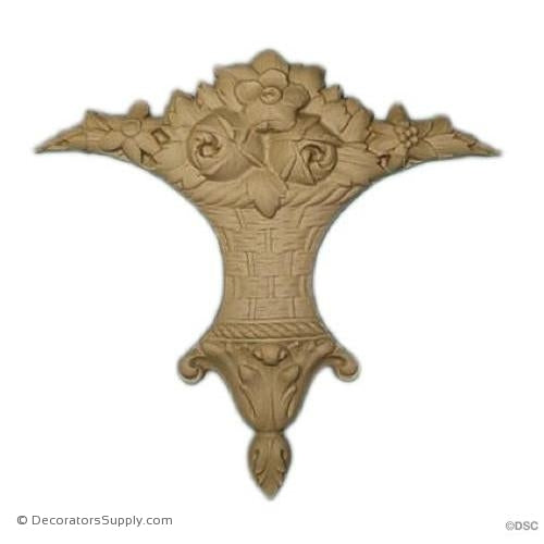 Rose Basket Applique for Wood 7 1/2 High 8 Wide-ornaments-for-furniture-woodwork-Decorators Supply