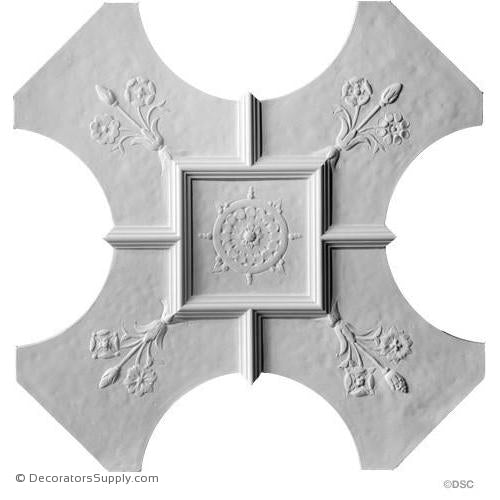Plaster Old English Ceiling - Small Panel - 1 1/2" Relief-Hand-cast-all-natural-Decorators Supply