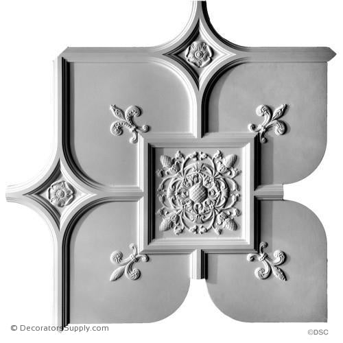Old English Ceiling Smooth W/Ornament-36 1/2" Sq x 1 1/8" R-Hand-cast-all-natural-Decorators Supply