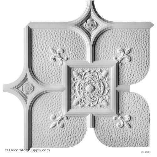 Old English Ceiling Hammered W/Ornament -36 1/2" Sq-1 1/8" R-Hand-cast-all-natural-Decorators Supply