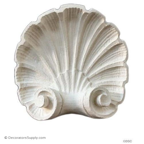 Plaster Shell- - 4 3/8" W x 4 3/8" X 1 1/2" Relief-ceiling-ornament-Decorators Supply
