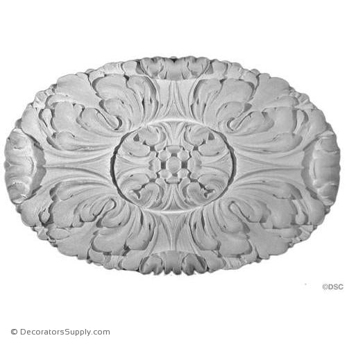 Plaster Rosette -Louis XVI- 11 5/8" x 7 3/4" x 11/16"Relief-ceiling-ornament-Decorators Supply