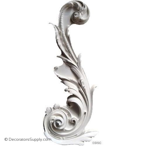 Plaster Acanthus Scroll French 26" x 10-1/2" x 1-3/4" Relief