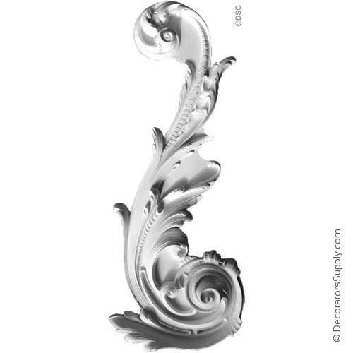Plaster Acanthus Scroll French 26" x 10-1/2" x 1-3/4" Relief