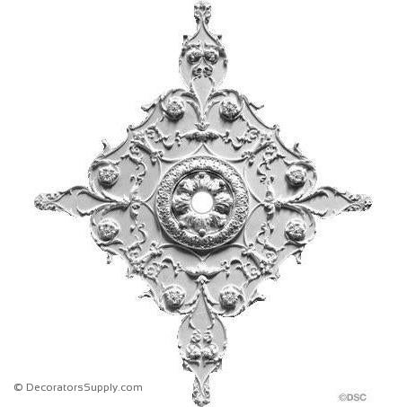Plaster Medallion With Inset Ring- 32" X 38 1/2"- 1" Rel-ceiling-ornament-Decorators Supply