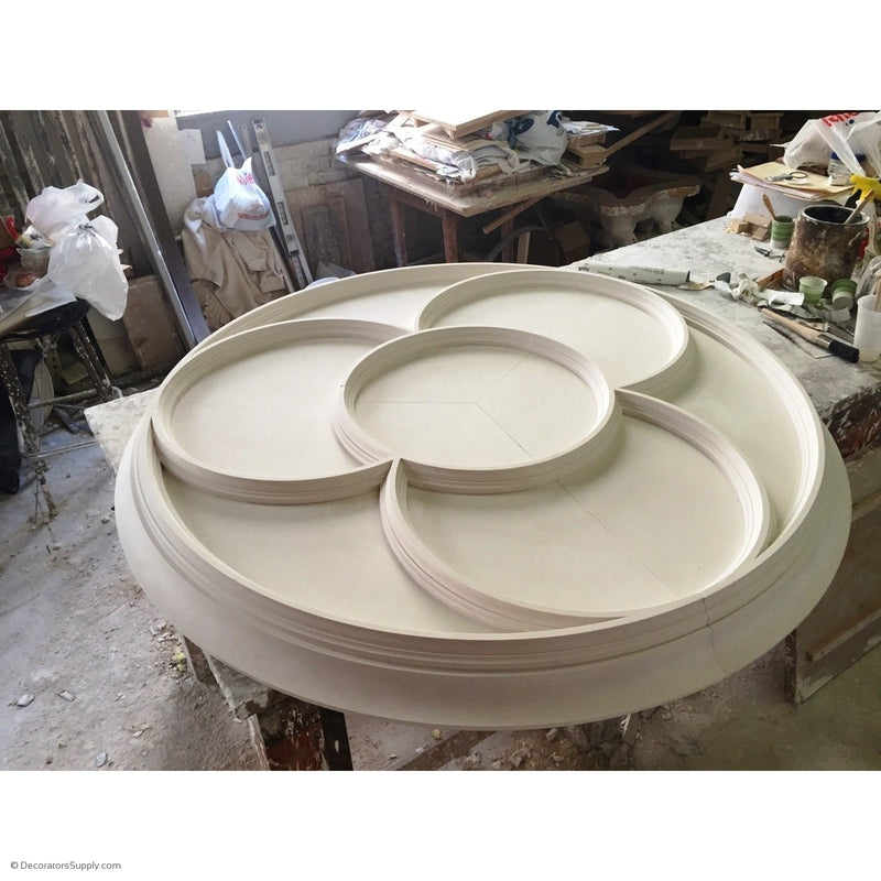 55" Diameter Plaster Medallion Geometric x 3-7/8" Relief - Supplied In 3 Pieces