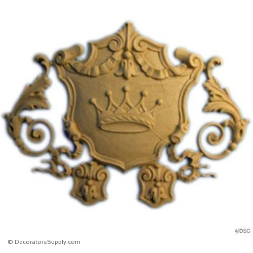 Shield w/Crown - 7 Wide x 5 1/4 High-furniture-woodwork-ornaments-Decorators Supply