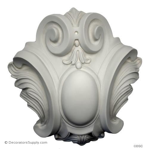 Plaster Shield - Louis XVI - 10" H x 10" W x 3" Relief-Decorators Supply