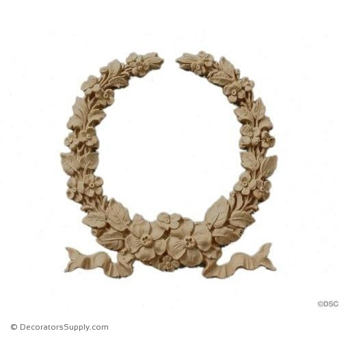 Wreath With Flowers - 2 7/8 High 3 1/8 Wide-ornaments-for-woodwork-furniture-Decorators Supply