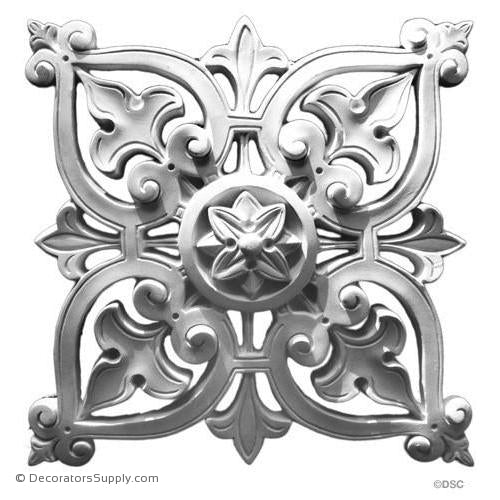 Plaster Rosette-Moorish-10 1/2" X 10 1/2"-1 3/8" Relief-ceiling-ornament-Decorators Supply