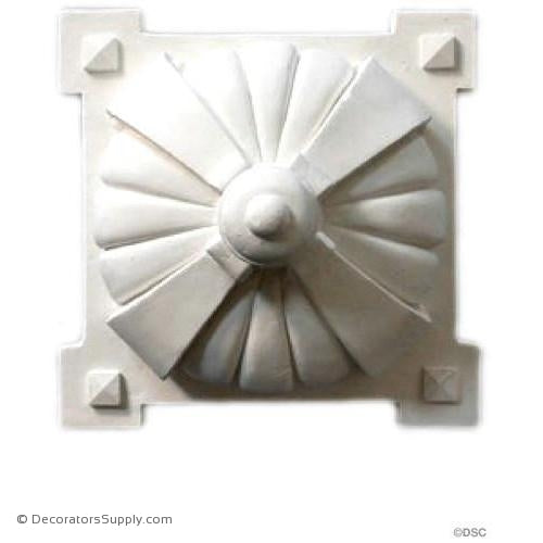 Plaster Rosette-Elizabethan-8" Square X 4" Relief-ceiling-ornament-Decorators Supply
