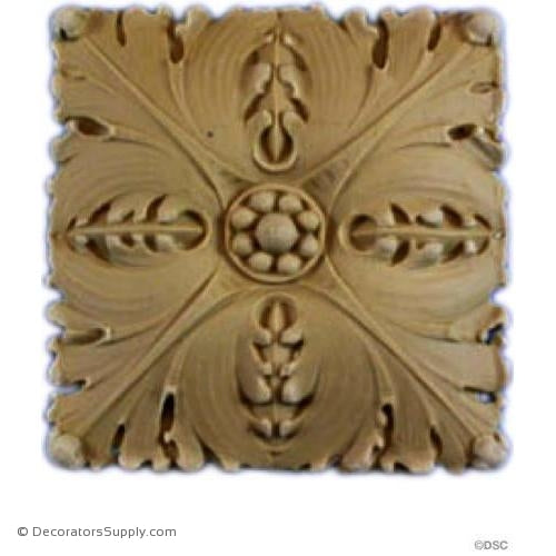Rosette - Square-Ital. Ren. 3H X 3W - 1/4Relief-ornaments-for-woodwork-furniture-Decorators Supply