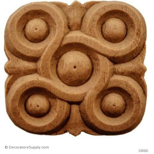 Rosette - Square-Classic - 1 5/16Diameter - 1/8Relief-ornaments-for-woodwork-furniture-Decorators Supply
