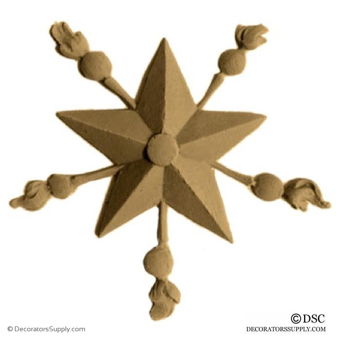 Star with Bursts - Empire - 3 1/2Diameter - 5/16Relief-ornaments-woodwork-furniture-Decorators Supply