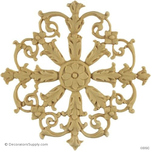 Rosette - Circle-Empire - 4 1/4Diameter - 3/16Relief-woodwork-furniture-ornaments-Decorators Supply