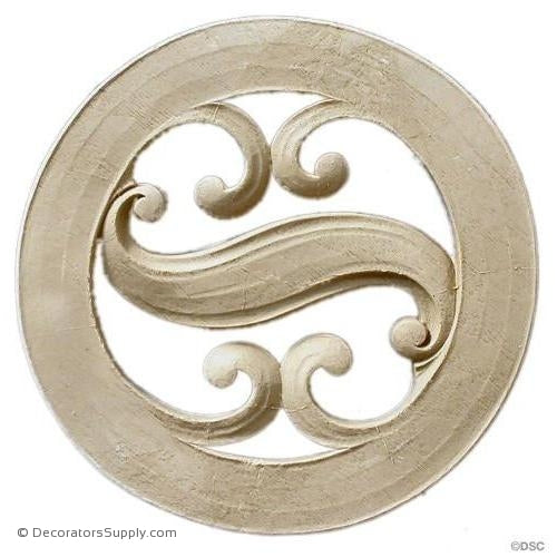 Rosette - Circle-Heraldic - 6Diameter - 1/2Relief-woodwork-furniture-ornaments-Decorators Supply