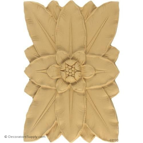 Flower Rosette - Rectangular- 7 1/4H X 5W - 5/16 Relief-ornaments-for-woodwork-furniture-Decorators Supply