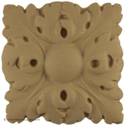 Rosette - Square-French 2 3/4H X 2 3/4W - 3/8Relief-ornaments-for-woodwork-furniture-Decorators Supply