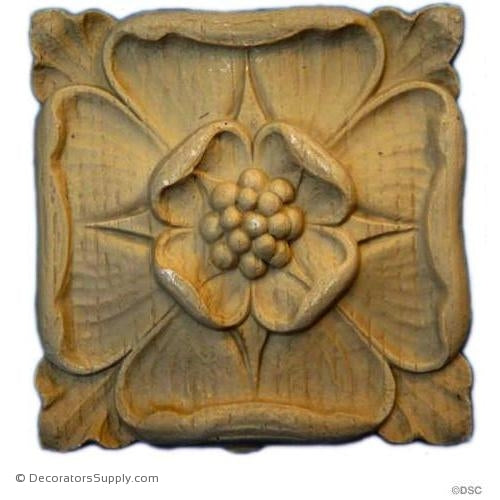 Rosette - Square-Roman 3 1/2H X 3 1/2W - 5/16Relief-ornaments-for-woodwork-furniture-Decorators Supply