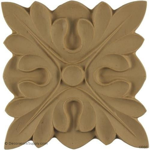 Rosette - Square-Romanesque 4H X 4W - 5/16Relief-ornaments-for-woodwork-furniture-Decorators Supply