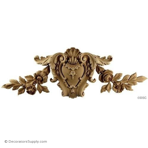 Shield-Louis XIV 8 1/4H X 25W - 13/16Relief-furniture-woodwork-ornaments-Decorators Supply