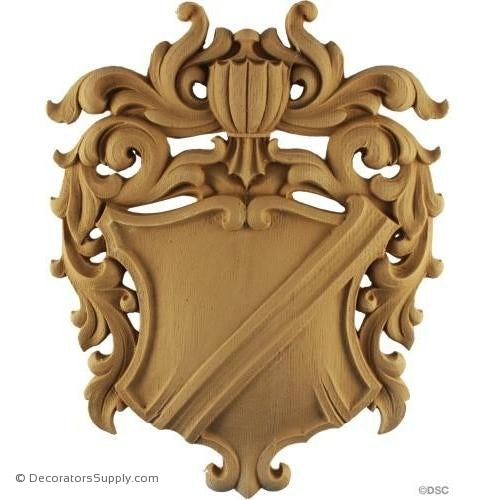 Shield-Heraldic 12H X 9 1/2W - 3/4Relief-furniture-woodwork-ornaments-Decorators Supply