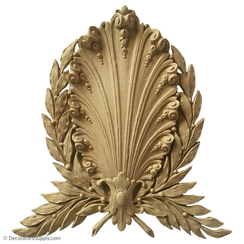 Shell-Louis XVI 8 1/2H X 8W - 9/16Relief-woodwork-onlay-Decorators Supply