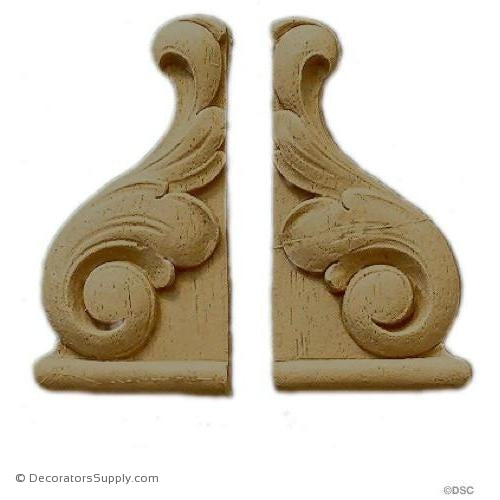 Scrolls - 2 1/4 High 1 1/4 Wide-ornaments-for-furniture-wooodwork-Decorators Supply