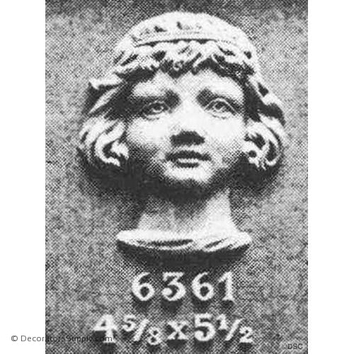 Greek Child's Face - 5 1/2H X 4 5/8W - 1 1/8Relief-historic-carving-library-victorian-styles-Decorators Supply
