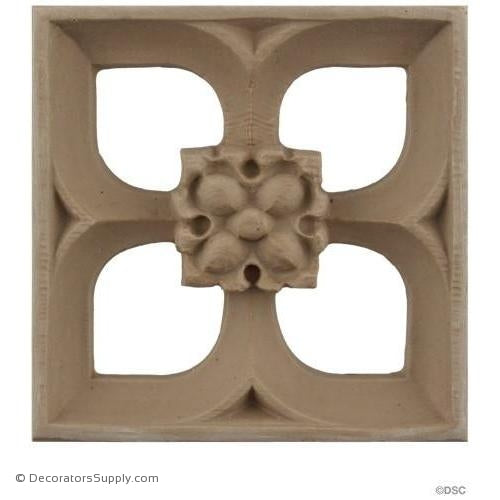 Rosette - Trefoil - Gothic 5H X 5W - 3/4Relief-ornaments-for-woodwork-furniture-Decorators Supply