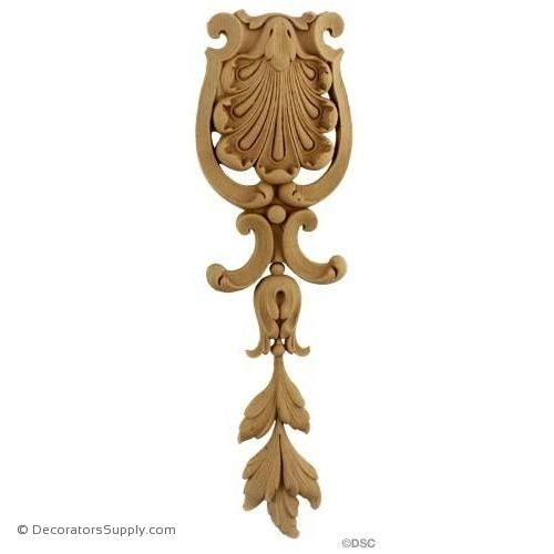 Floral Drop - Louis XVI 15 1/4H X 4 1/2W - 7/16Relief-vertical-design-woodwork-furniture-Decorators Supply