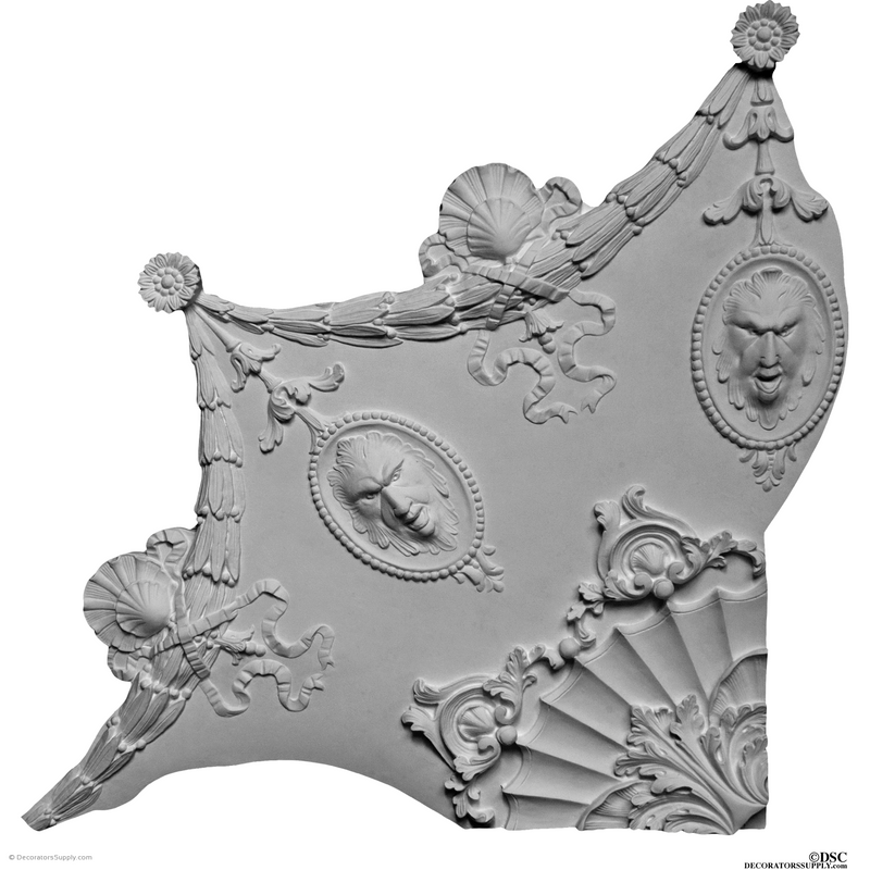 Plaster Medallion-French78" Diameter X 2" Relief - 4 Pcs-ceiling-ornament-Decorators Supply