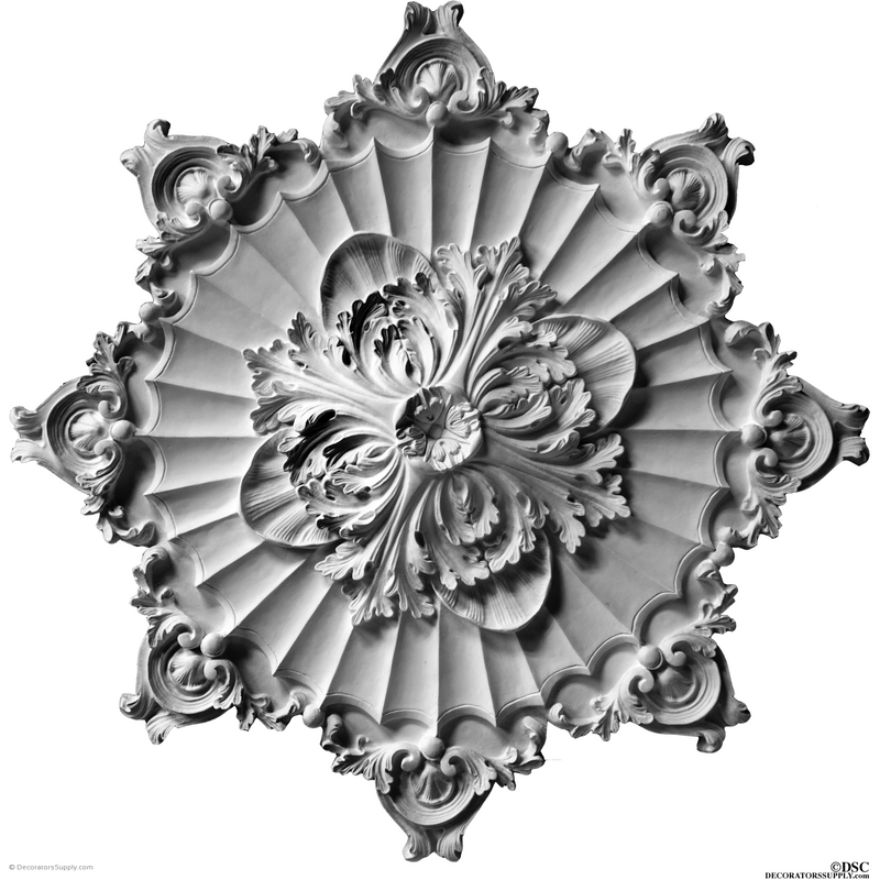 Plaster Medallion-French-36" Diameter X 1 1/2" Relief-ceiling-ornament-Decorators Supply