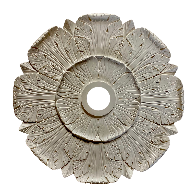 Plaster Medallion Roman 30" x 1-3/4" Relief x 4" Hole