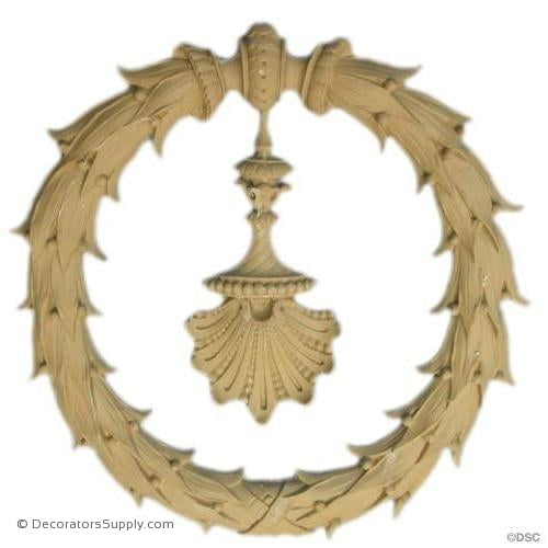 Wreath with Shell - Ital. Ren. 9 1/2H X 9 3/4W - 1/2Relief-ornaments-for-woodwork-furniture-Decorators Supply