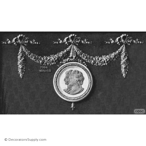 Swag with Cameo - Louis XVI 23H X 42 3/4W - 1/2Relief-applique-onlay-for-furniture-woodwork-Decorators Supply