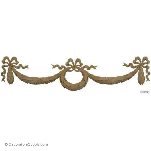 Swag-Louis XVI 6 1/4H X 28W - 7/16Relief-applique-onlay-for-furniture-woodwork-Decorators Supply