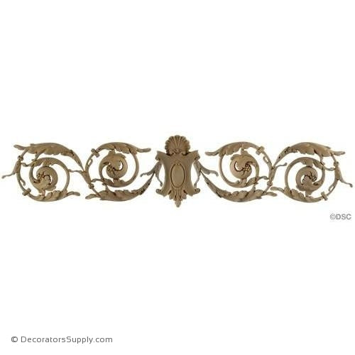 Shield with Scrolls- Louis XVI 7 1/4H X 32 3/4W - 1/2 Rel.-ornaments-for-woodwork-furniture-Decorators Supply