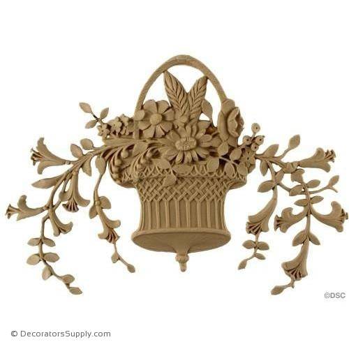 Floral Basket-Louis XVI 8H X 10 5/8W - 5/16Relief-ornaments-for-furniture-woodwork-Decorators Supply