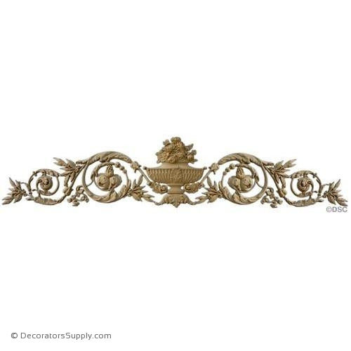 Floral Cartouche-Louis XVI - 12" H X 54 3/4" W - 1 " Relief-ornaments-for-woodwork-furniture-Decorators Supply
