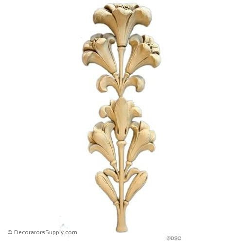 Floral-Modern 18H X 7W - 1 5/8Relief-appliques-for-woodwork-furniture-Decorators Supply