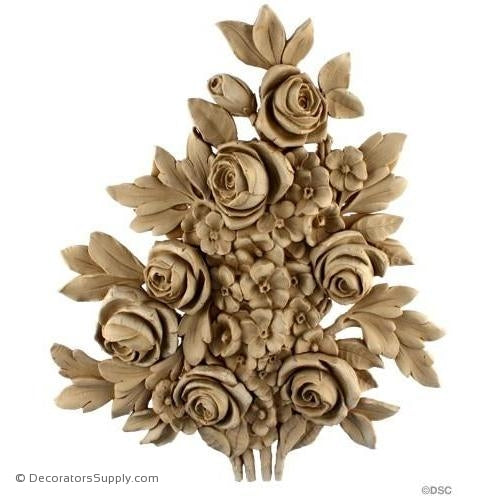 Rose Bush - French 13 1/4H X 11W - 1 1/4Relief-ornaments-furniture-woodwork-Decorators Supply