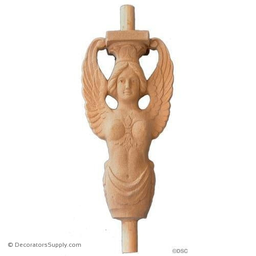 Finial w/ angel- 9 1/2H X 5 1/8W - 2 1/2" Relief-Pineapples - Finials-Decorators Supply