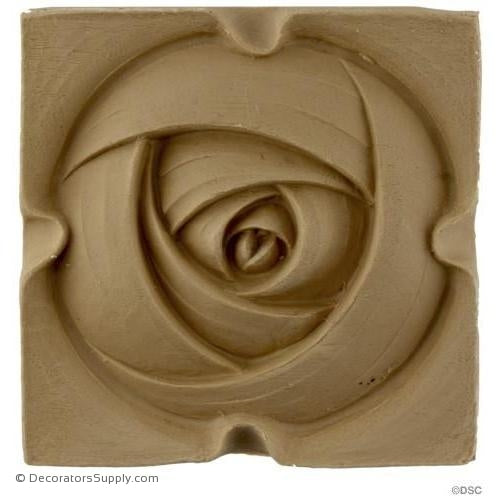 Rose Rosette - Art Nouveau 4 1/4H X 4 1/4W - 3/8Relief-appliques-for-woodwork-furniture-Decorators Supply