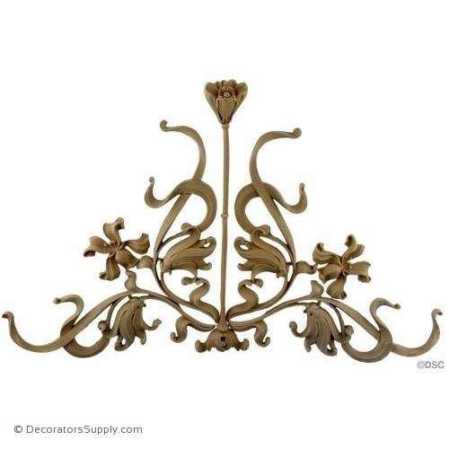 Flower Design - Art Nouveau 12 3/4H X 21 3/4W - 1/2Relief-ornaments-for-woodwork-furniture-Decorators Supply