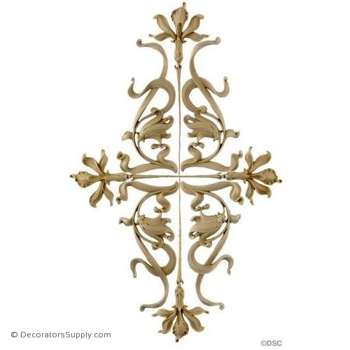 Flower Design - Art Nouveau 22 3/4H X 14W - 3/8Relief-ornaments-for-woodwork-furniture-Decorators Supply