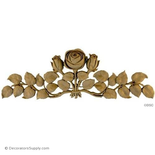 Rose - Art Nouveau 4 1/2H X 13 1/4W - 3/4Relief-ornaments-for-furniture-woodwork-Decorators Supply