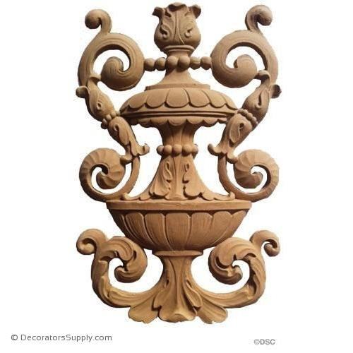 Urn - Spanish 11 1/4H X 7 1/2W - 3/8Relief-ornaments-for-furniture-woodwork-Decorators Supply