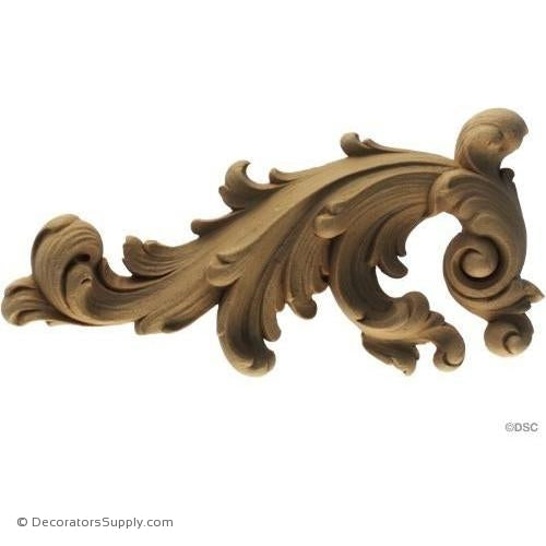Leaf Scroll - Rococo - Louis XIV 7H X 3 1/4W - 3/4Relief-ornaments-for-furniture-wooodwork-Decorators Supply