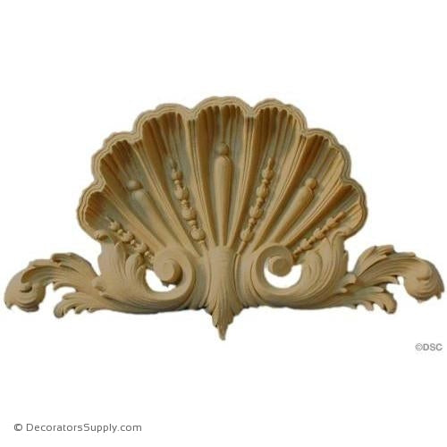 Shell - Rococo - Louis XIV 5 3/4H X 10 1/8W - 1Relief-ornaments-for-woodwork-furniture-Decorators Supply